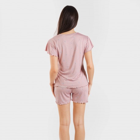 Pijama manga curta mulher soft Melanie malva