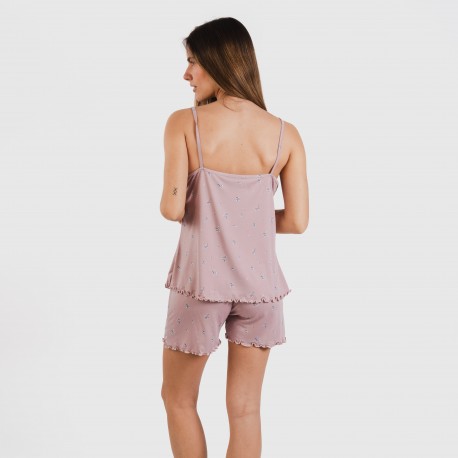 Pijama alças mulher soft Melanie malva