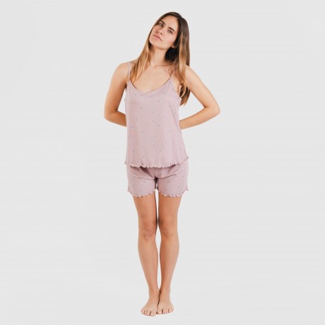 Pijama alças mulher soft Melanie malva