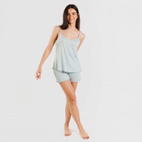 Pijama alças mulher soft Natalie verde tiffany