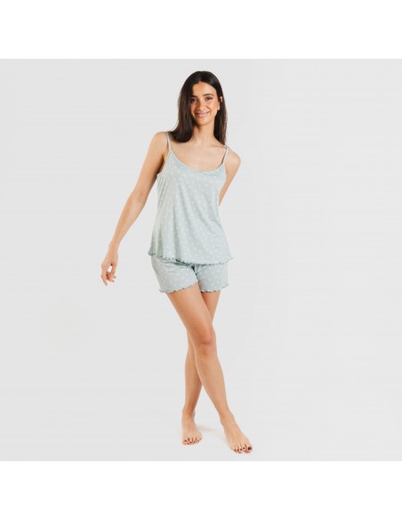 Pijama alças mulher soft Natalie verde tiffany Pijama alças mulher soft Natalie verde tiffany