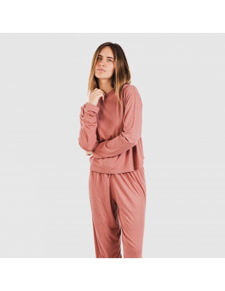 Pijama comprido viscosa mulher liso pijamas-compridos-de-mulher