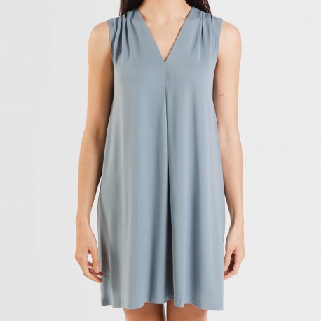 Vestido curto crepe liso