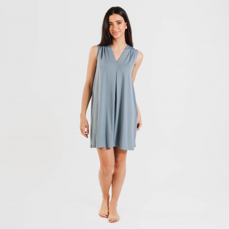 Vestido curto crepe liso