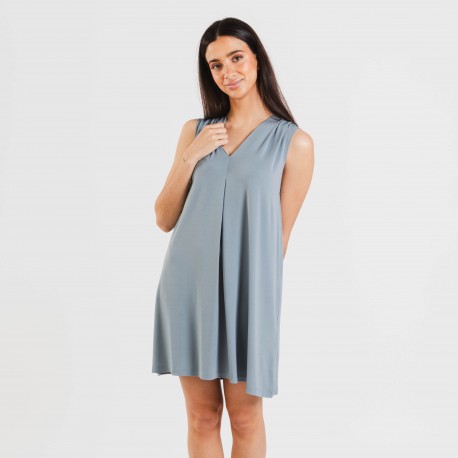 Vestido curto crepe liso