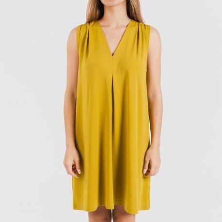 Vestido curto crepe liso