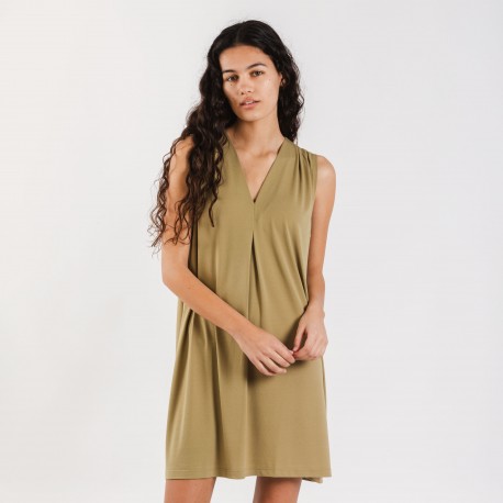 Vestido curto crepe liso