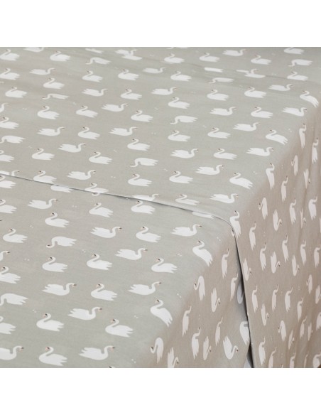 Jogo de lençóis algodão Swan cinza lencois-100-algodao