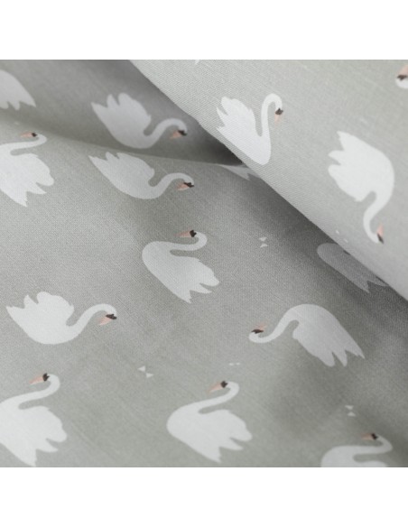 Capa de edredão algodão Swan cinza comprar-capas-de-edredao-de-100-algodao