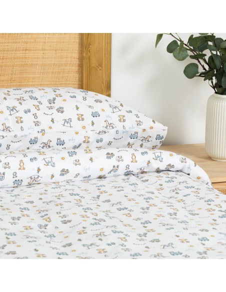 Capa de edredão algodão Nico azul celeste Capa de edredão algodão Nico azul celeste