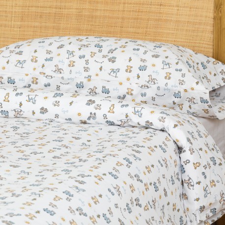 Capa de edredão algodão Nico azul celeste