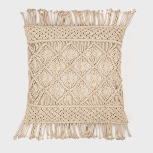 Almofada algodão macramé Valiartis natural 45x45