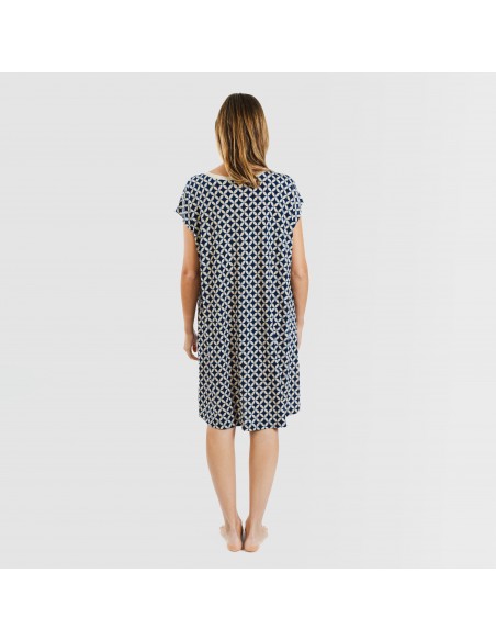 Vestido curto manga fluída crepe Ohio azul marinho Vestido curto manga fluída crepe Ohio azul marinho