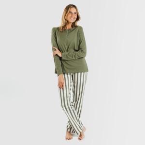 Pijama algodão Raya Avilés verde caça 2