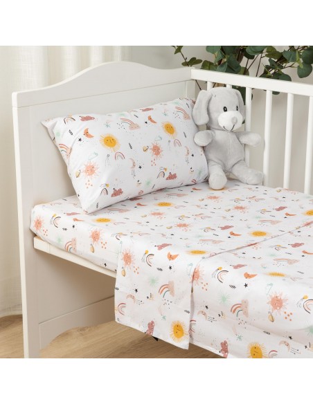 Jogo de lençóis algodão Vilena mostarda cama bebé jogos-de-lencois-para-bebe