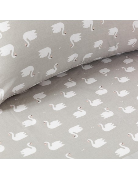 Jogo de lençóis algodão Swan cinza cama bebé jogos-de-lencois-para-bebe