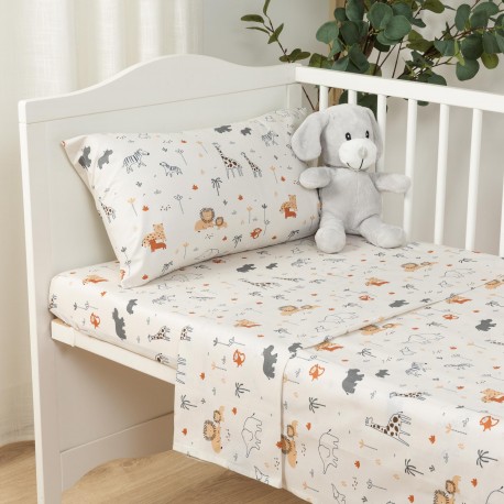 Jogo de lençóis algodão Fauna cama bebé jogos-de-lencois-para-bebe