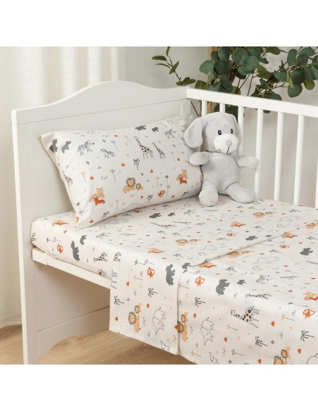 Jogo de lençóis algodão Fauna cama bebé jogos-de-lencois-para-bebe