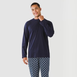 Pijama algodão homem Checo azul marinho 2