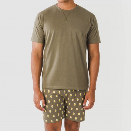Pijama curto algodão homem Taleb verde