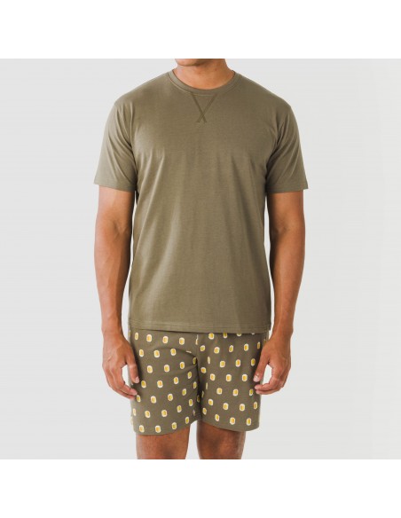 Pijama curto algodão homem Taleb verde