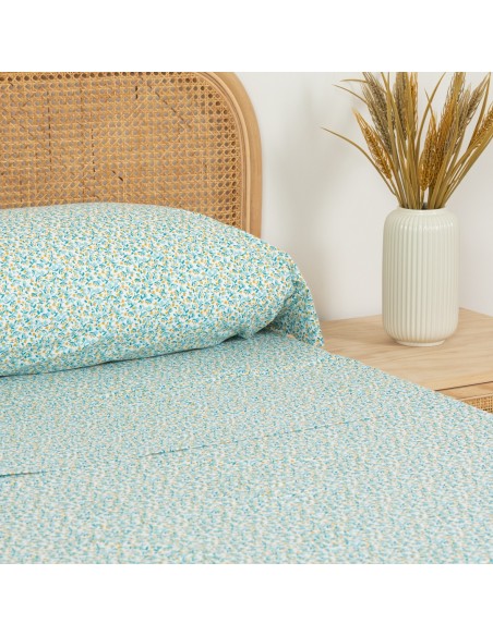 Jogo de lençóis algodão percal Uriva verde tiffany