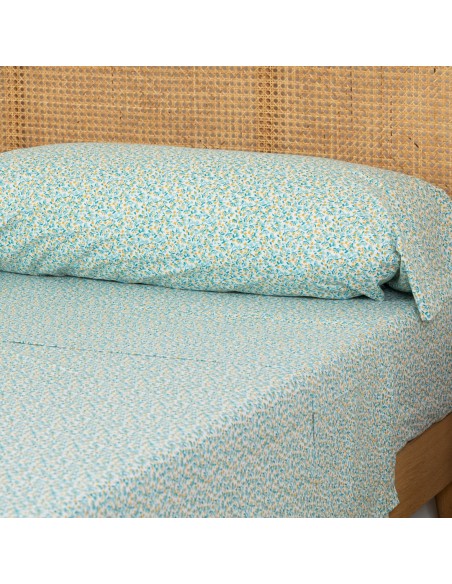 Jogo de lençóis algodão percal Uriva verde tiffany