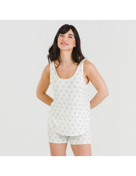 Pijama alças mulher viscosa Spring verde tiffany Pijama alças mulher viscosa Spring verde tiffany