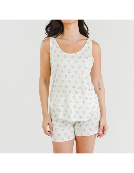 Pijama alças mulher viscosa Spring verde tiffany Pijama alças mulher viscosa Spring verde tiffany