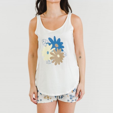 Pijama curto algodão Arauz indigo