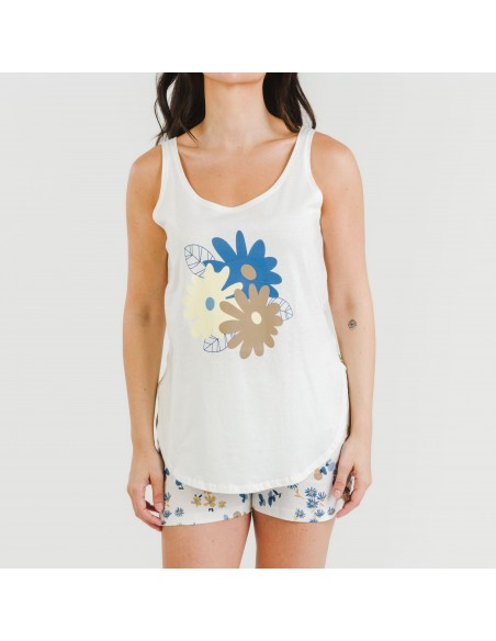 Pijama curto algodão Arauz indigo Pijama curto algodão Arauz indigo