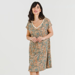 Vestido curto manga fluída crepe Estels 2