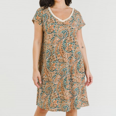 Vestido curto manga fluída crepe Estels