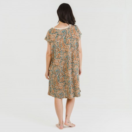 Vestido curto manga fluída crepe Estels