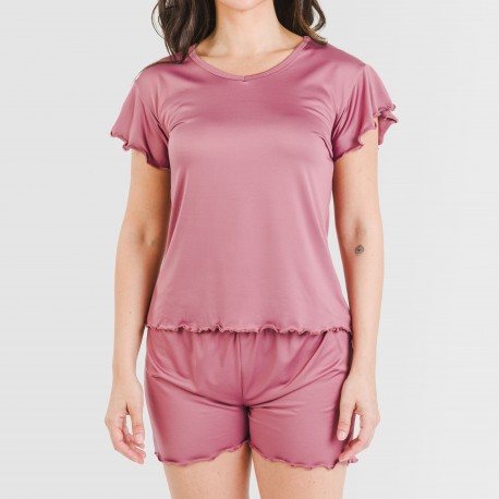 Pijama manga curta mulher soft lisos
