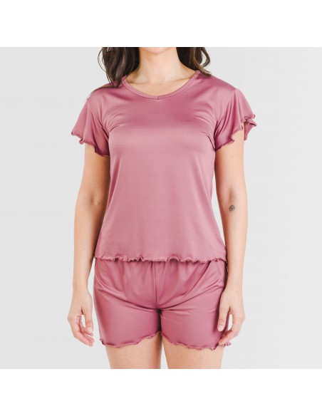 Pijama manga curta mulher soft lisos