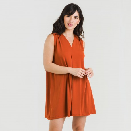 Vestido curto crepe liso
