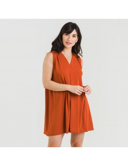 Vestido curto crepe liso