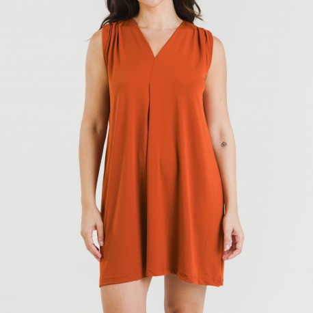 Vestido curto crepe liso