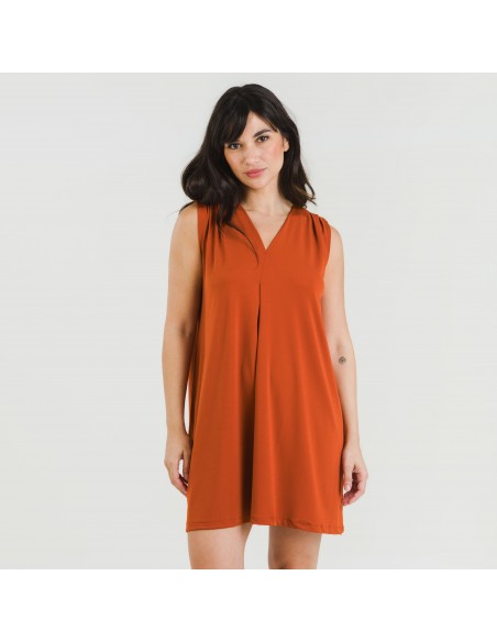 Vestido curto crepe liso