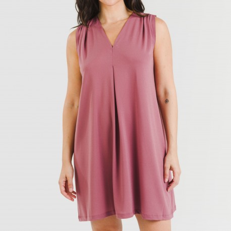 Vestido curto crepe liso