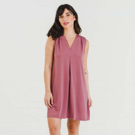 Vestido curto crepe liso