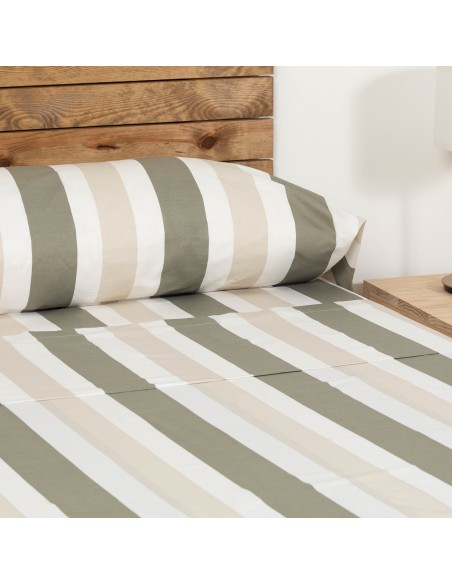 Jogo de lençóis algodão Raya Calcuta verde seco Jogo de lençóis algodão Raya Calcuta verde seco