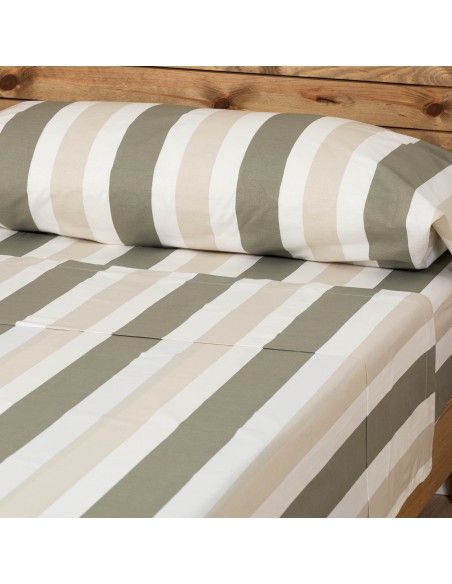 Jogo de lençóis algodão Raya Calcuta verde seco Jogo de lençóis algodão Raya Calcuta verde seco