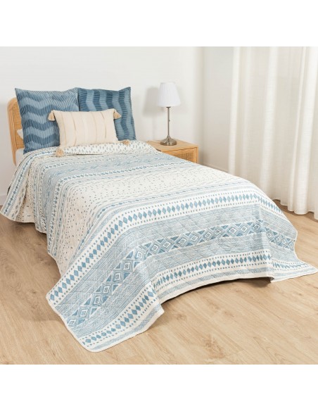 Colcha bouti Zorione azul indigo