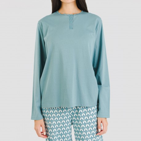 Pijama algodão Alino azul indigo