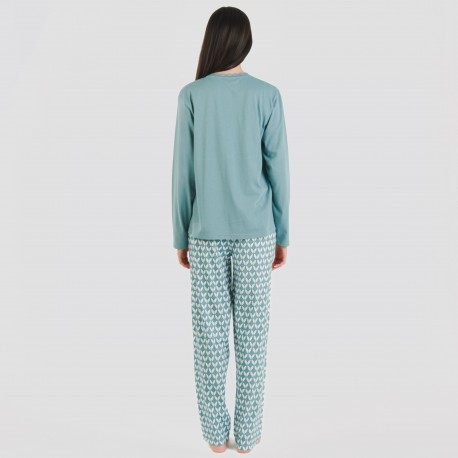 Pijama algodão Alino azul indigo