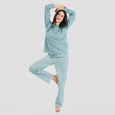 Pijama algodão Alino azul indigo