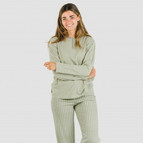 Pijama algodão Raya Beatrice verde caça