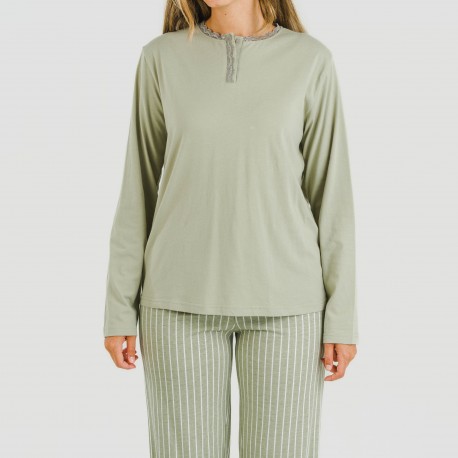 Pijama algodão Raya Beatrice verde caça